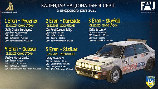 Календар Національної серії змагань з цифрового ралі — АГРОСЕМ Rally Challenge